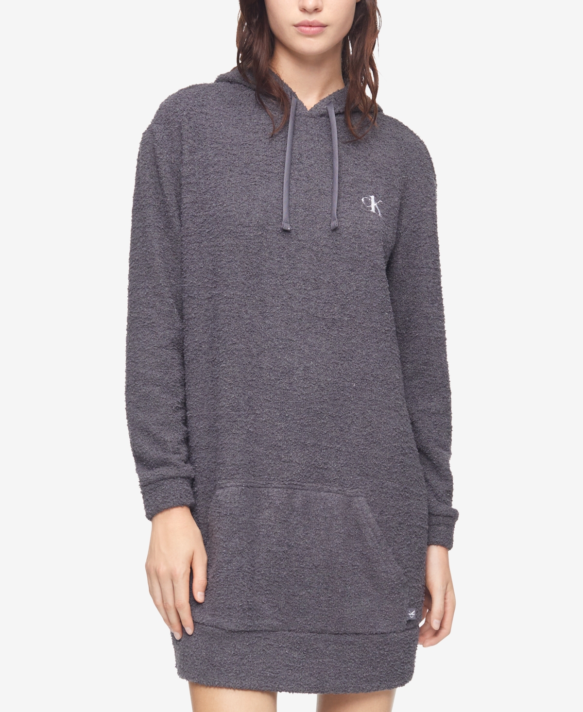 Calvin Klein Ck One Plush Lounge Longsleeve Hoodie In Ashford Grey