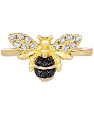 Nude Diamond (1/5 ct. t.w.) & Blackberry Diamond (1/10 ct. t.w.) Bee Ring in 14k Gold