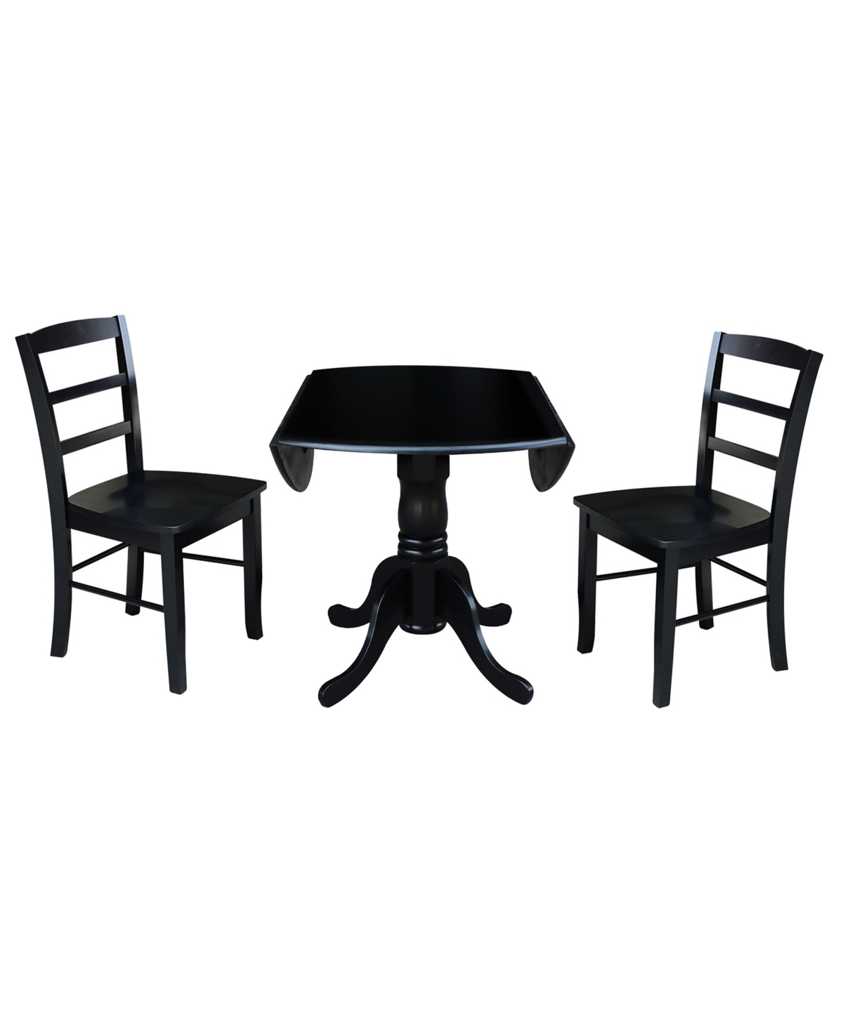 Dual Drop Leaf Table with 2 Ladder Back Dining Chairs - 3 Piece Dining Set