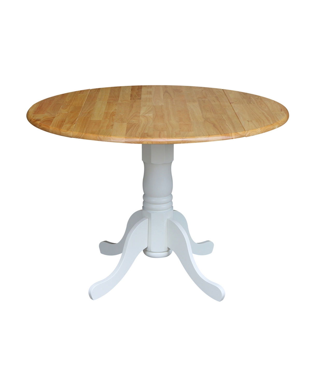 Dual Drop Leaf Table with 4 Ladder Back Dining Chairs - 5 Piece Dining Set - White and Natural Table, White Chairs