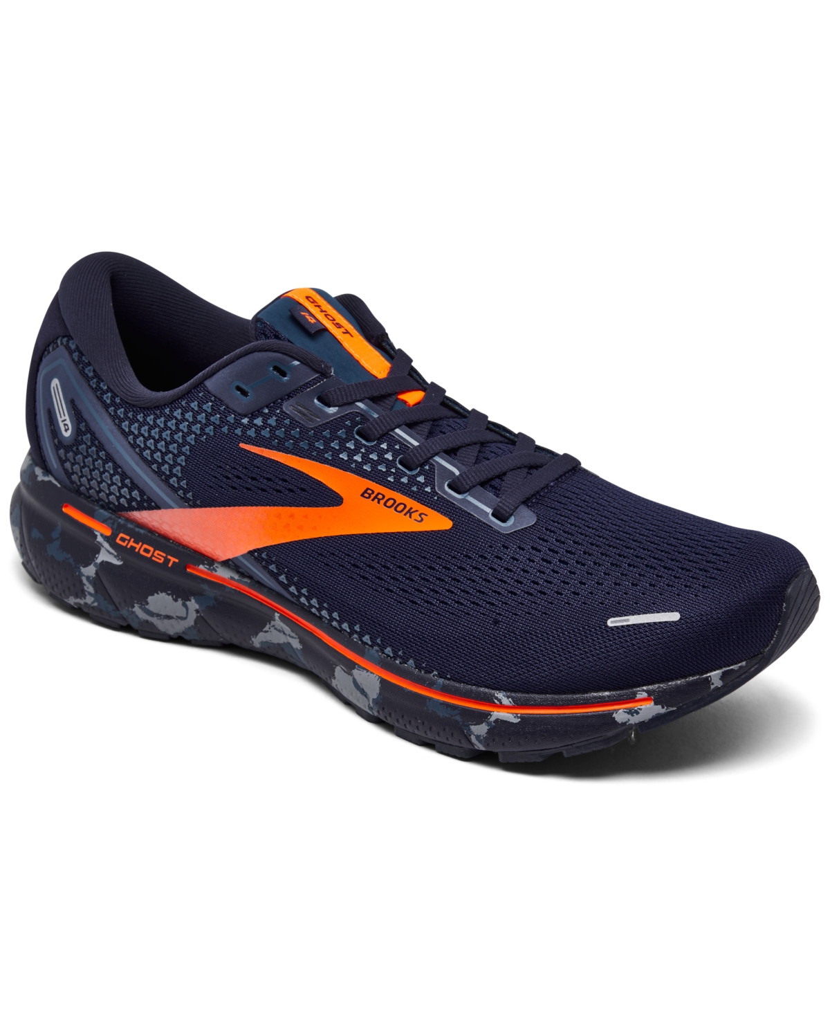 Brooks Men's Ghost 14 Camo Running Sneakers From Finish Line In Navy