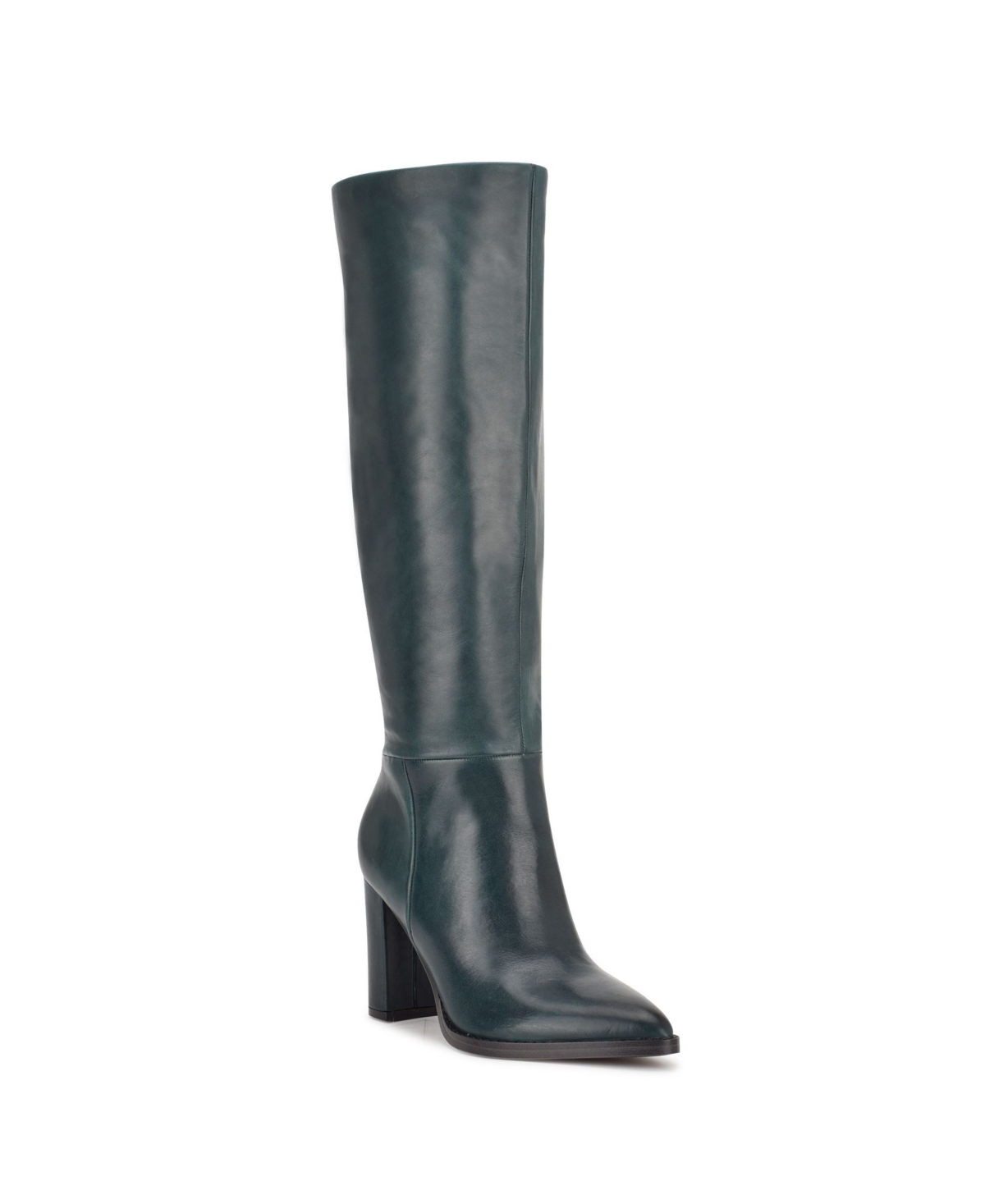 Nine West Women S Hiya Wide Calf Dress Boots Women S Shoes In Forest Green Leather Modesens