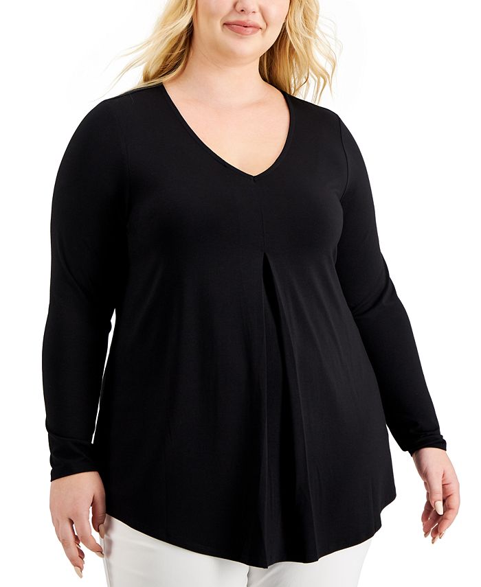 JM Collection Plus Size Pleat-Front Tunic, Created for Macy's - Macy's