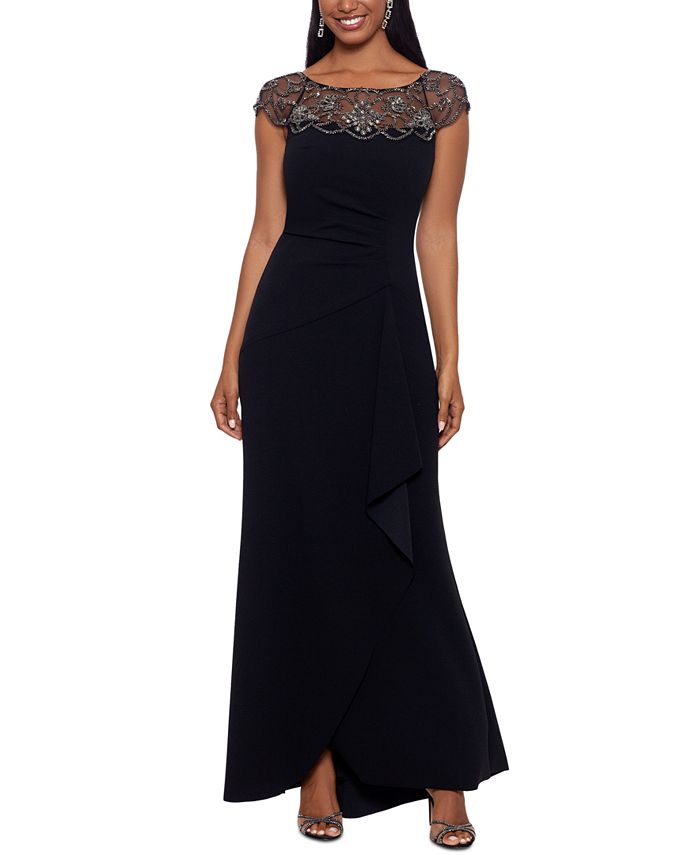 XSCAPE Embellished-Neckline Gown - Macy's