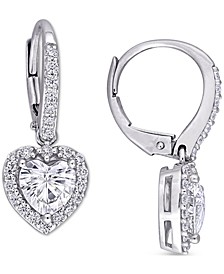 Lab-Created Moissanite Heart Halo Leverback Drop Earrings (2 ct. t.w.) in 10k White Gold