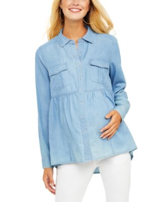 Jessica Simpson - Cotton Chambray Babydoll Maternity Blouse