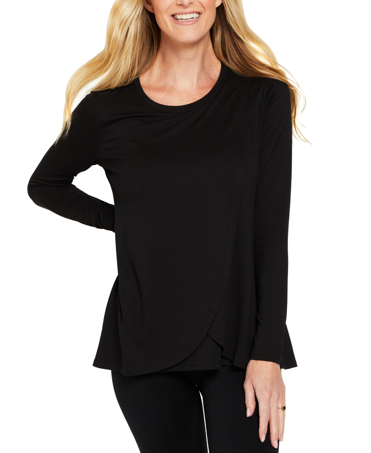 Women's Long Sleeve Pull Over Tulip Nursing Tee - Black - Size: X Large - Motherhood Maternity - Black