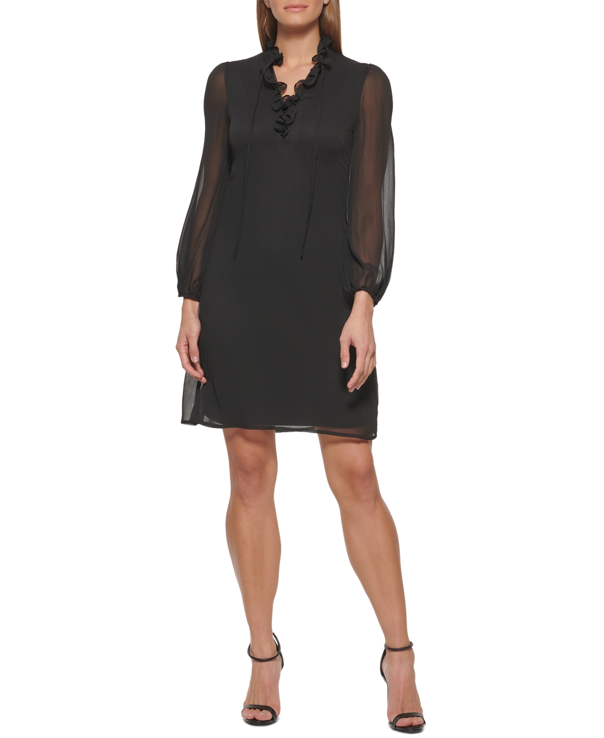 Dkny Ruffled Sheath Dress In Black Modesens