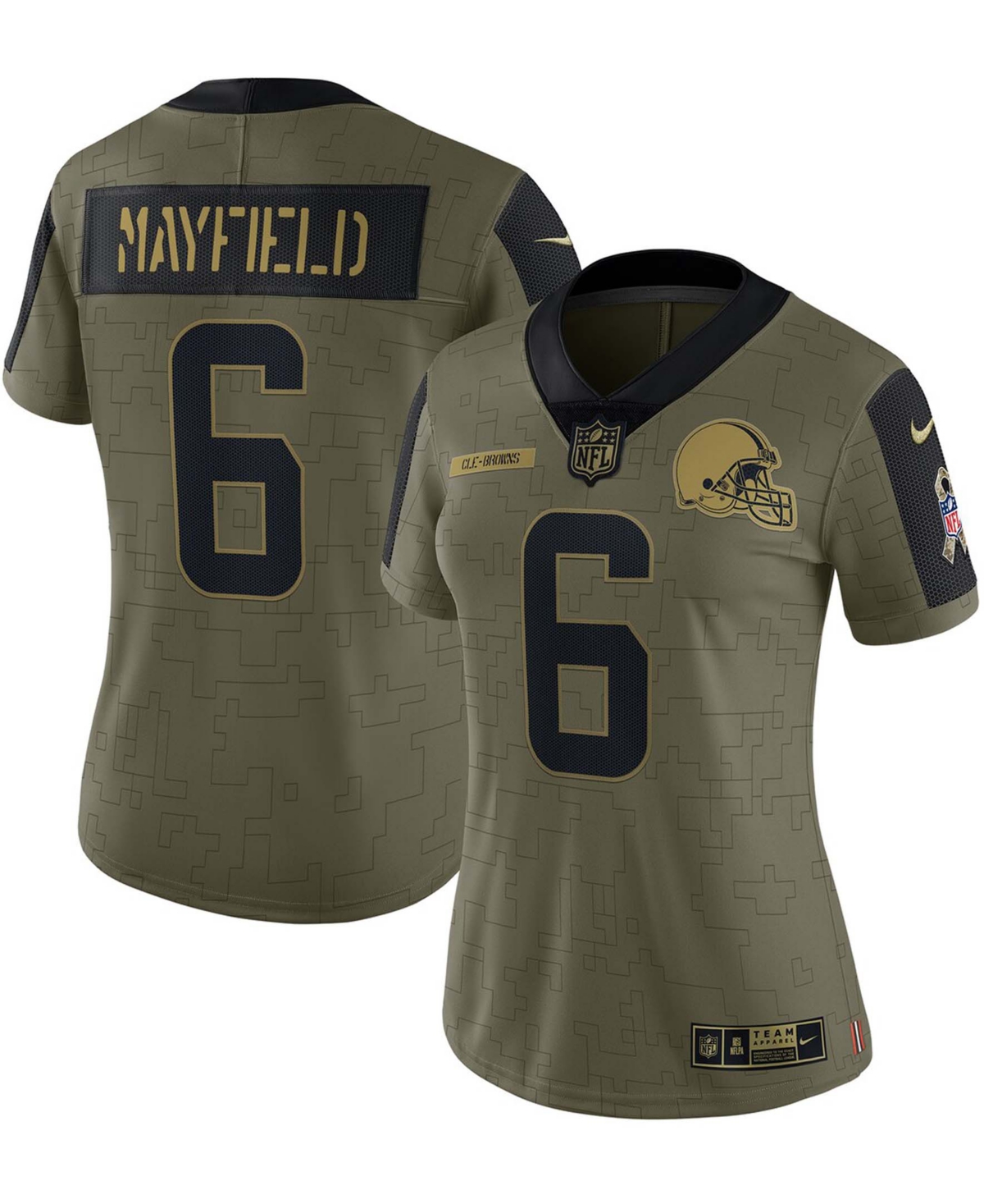 Women's Baker Mayfield Olive Cleveland Browns 2021 Salute To Service Limited Player Jersey
