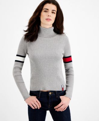 women's cotton ribbed turtleneck sweater