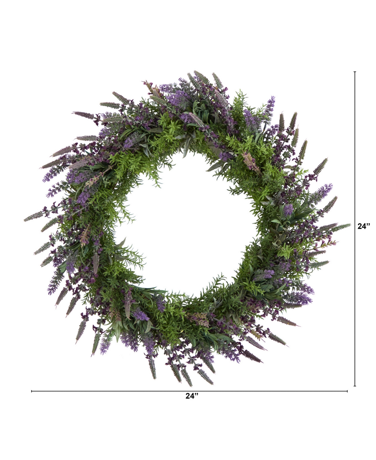 Nearly Natural 24in Lavender Artificial Wreath In Green