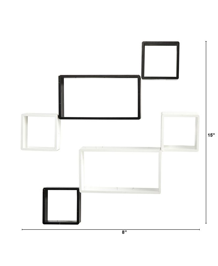 Nearly Natural 15" Modern Wall Art Decor Floating Shelves Set, 6 Pieces