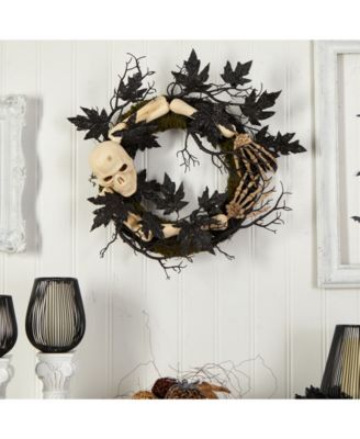 24" Halloween Skull and Bones Wreath