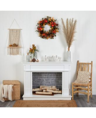 26" Autumn Persimmon and Pinecones Artificial Fall Wreath