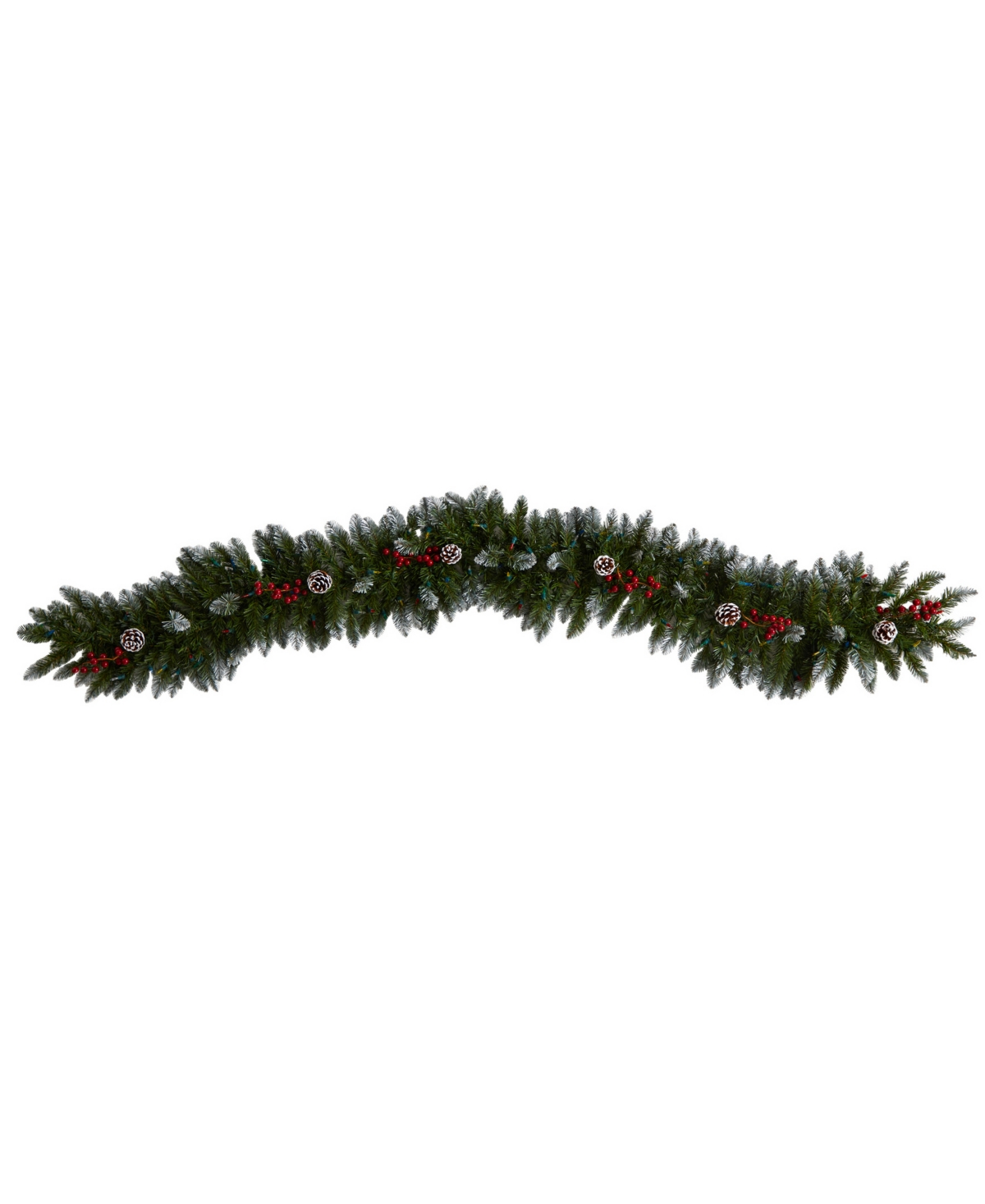 Snow Tipped Extra Wide Artificial Christmas Garland with Pinecones, Berries and 100 Led Lights,