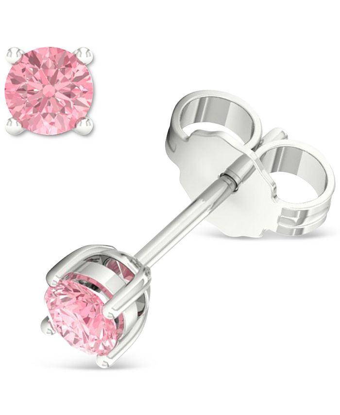 Forever Grown Diamonds LabCreated Pink Diamond Stud Earrings (1/4 ct. t.w.) in Sterling Silver