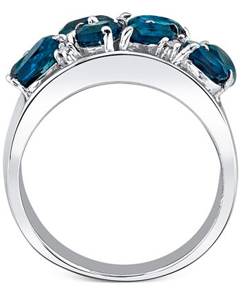 Macy's - Blue Topaz (3-7/8 ct. t.w.) & Diamond (1/20 ct. t.w.) Multi-Shape Cluster Statement Ring in Sterling Silver