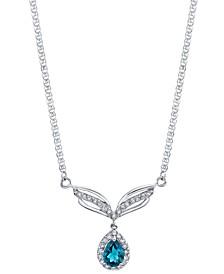 Blue Topaz (7/8 ct. t.w.) & Diamond (1/3 ct. t.w.) Fancy 16" Collar Necklace in 14k White Gold