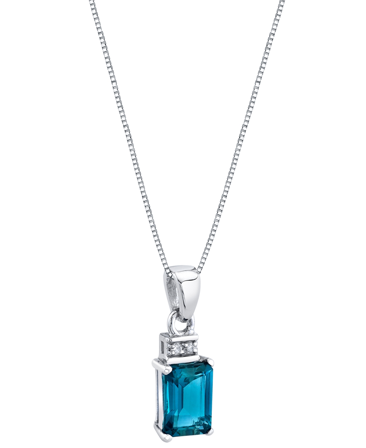 (1-3/8 ct. t.w.) & Diamond Accent Pendant Necklace in 14k White Gold - Blue Topaz