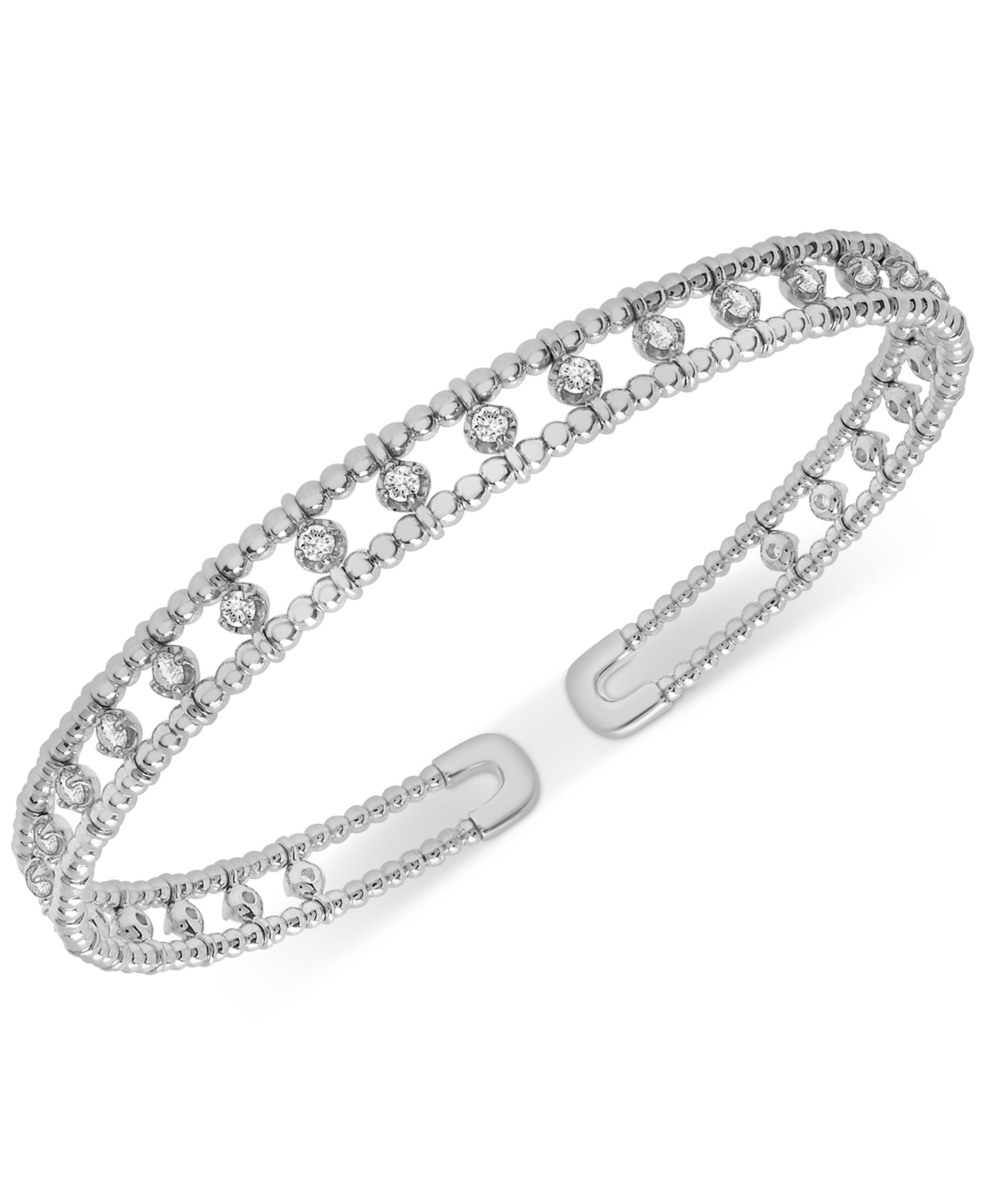 Macy's Diamond Openwork Flex Bangle Bracelet (5/8 Ct. T.w.) In 14k White Gold