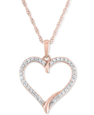 Macy's - Diamond Heart 18" Pendant Necklace (1/8 ct. t.w.)