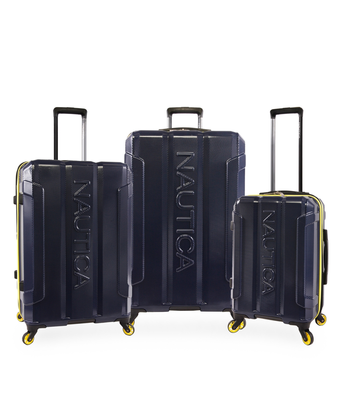 Nautica Maker Collection 3pc Hardside Luggage Set In Navy/yellow