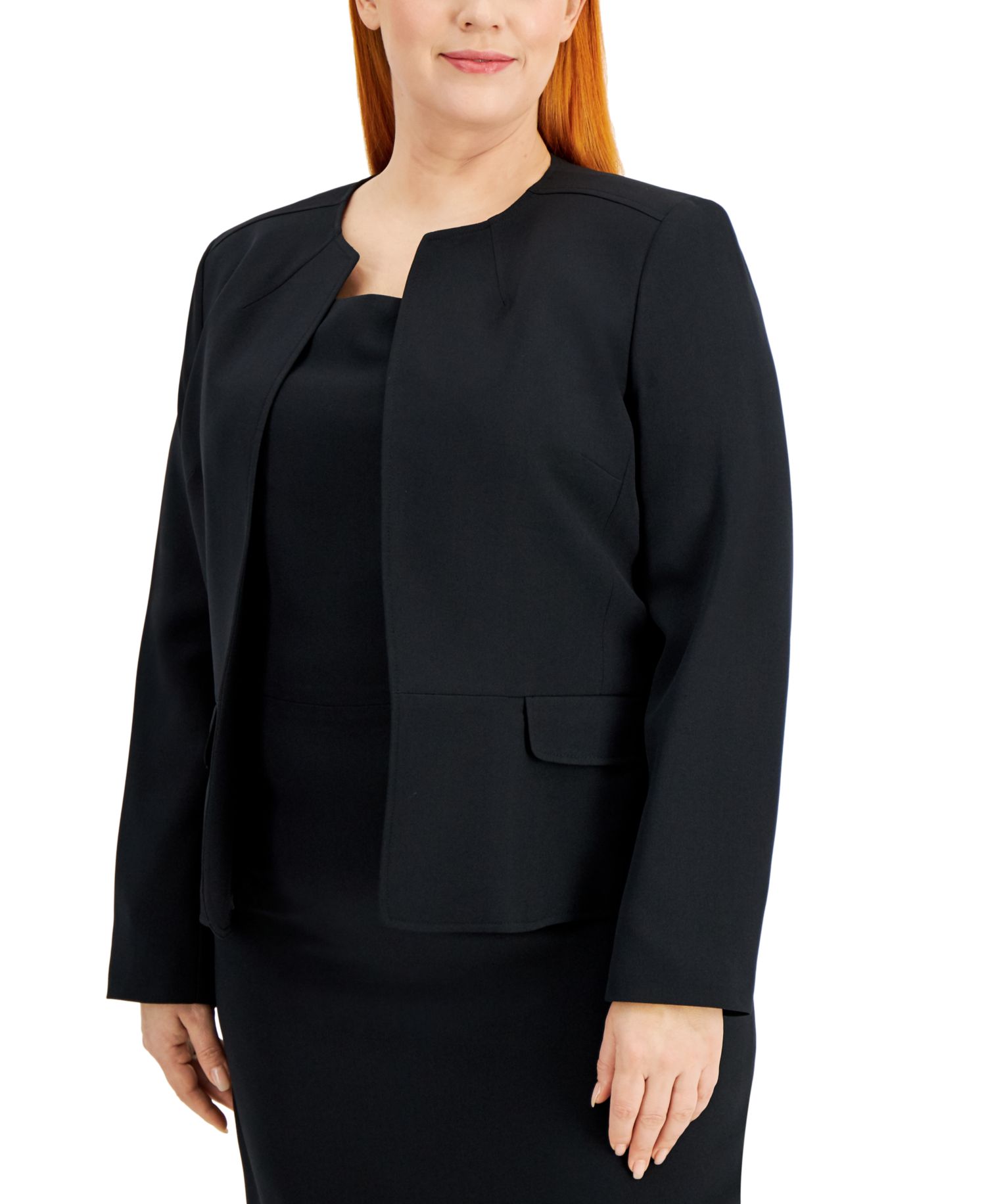 Plus Size Cardigan Jacket & Sheath 2 Piece Dress Suit