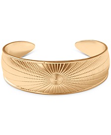 Gold-Tone Sunburst-Etched Wide Cuff Bracelet