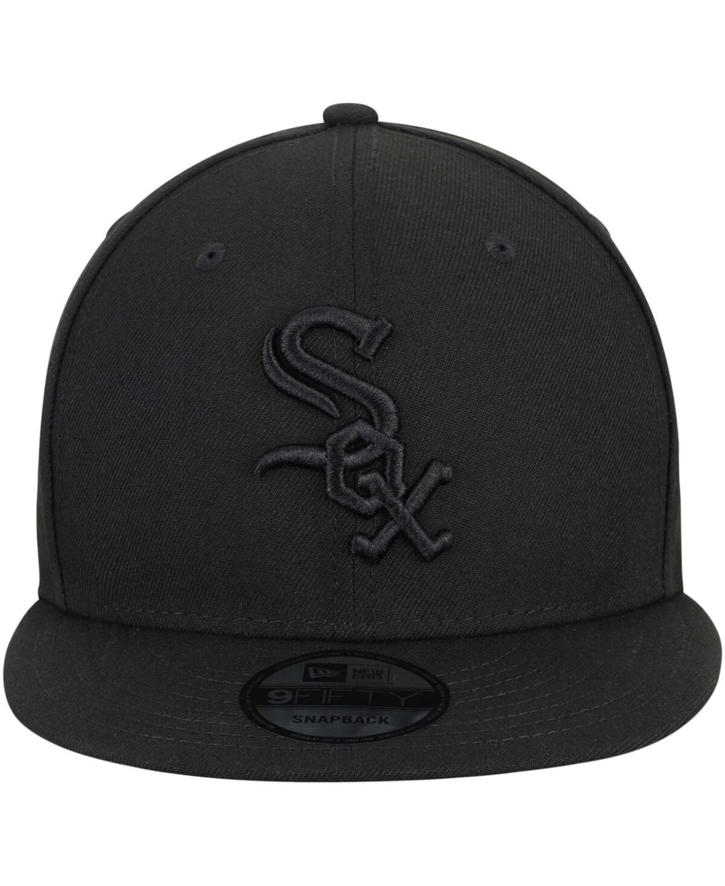 Мужская кепка New Era Chicago White Sox Black On Black 9Fifty Team Snapback Adjustable Hat - Black — фото 3