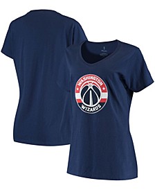 Women's Navy Washington Wizards Primary Team Logo V-Neck T-shirt