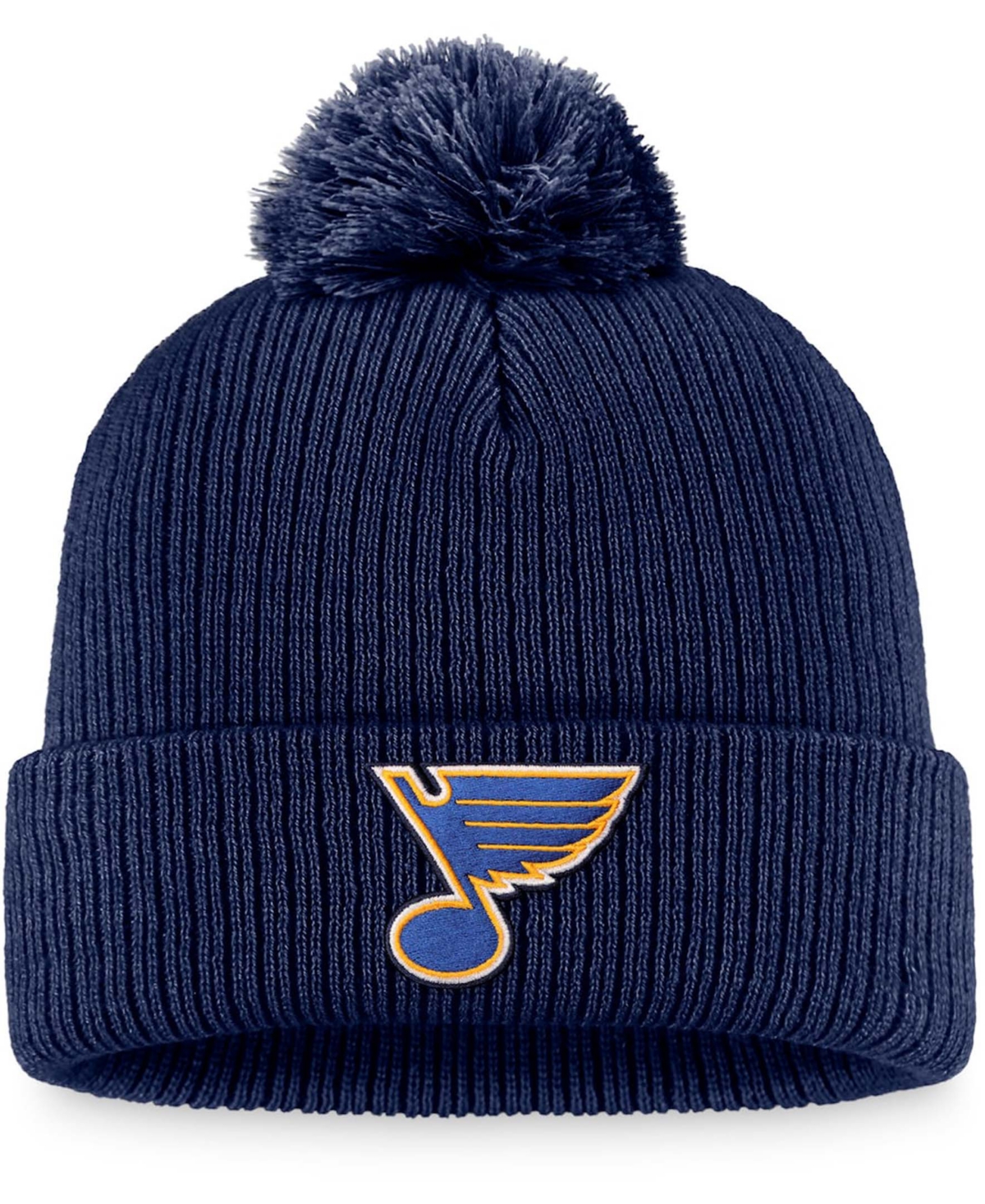 Shop Fanatics Men's Navy St. Louis Blues Core Primary Logo Cuffed Knit Hat With Pom