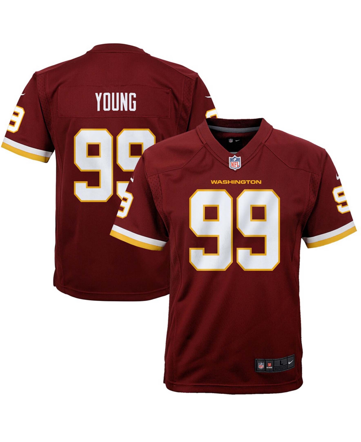 Youth Boys Chase Young Burgundy Washington Football Team Game Jersey