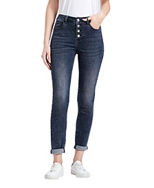 Junior 5 Pocket Exposed Button "Lift Your Assets" Skinny Ankle Jeans