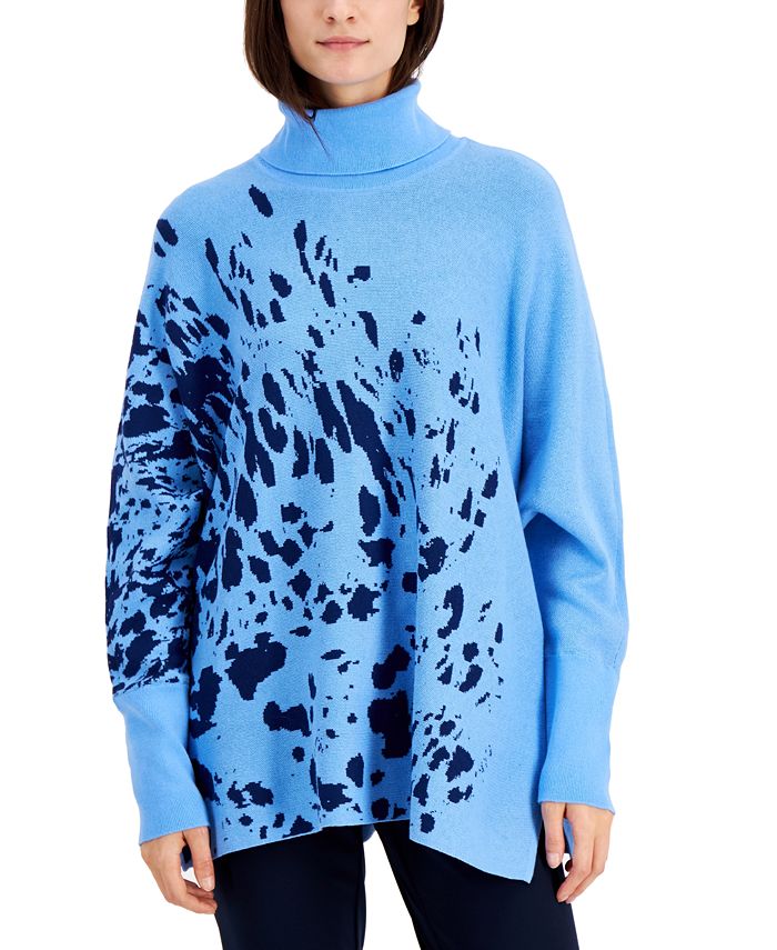 Alfani Printed Turtleneck Sweater, Created for Macy's - Macy's