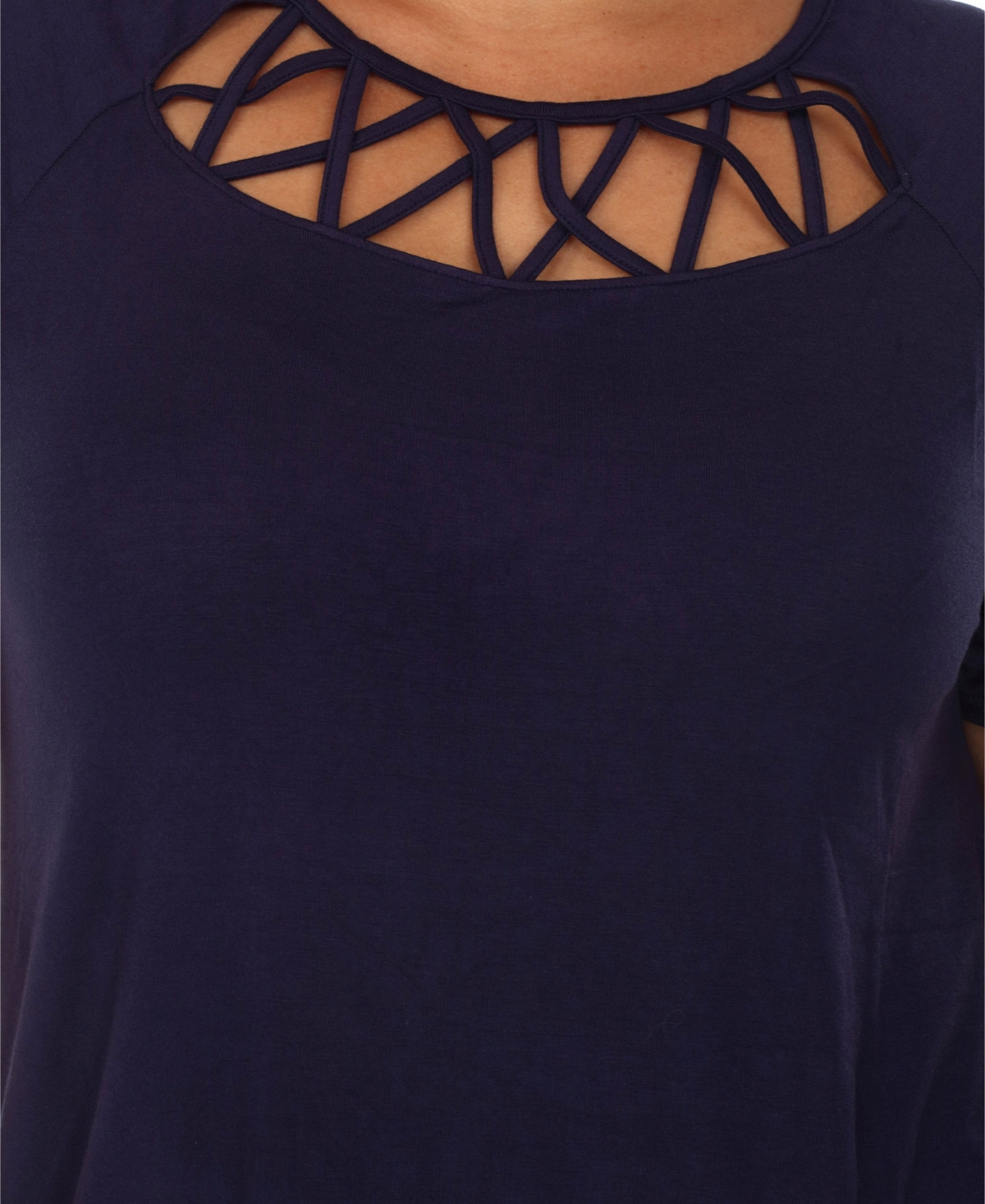 White Mark Plus Size Crisscross Cutout Short Sleeve Top