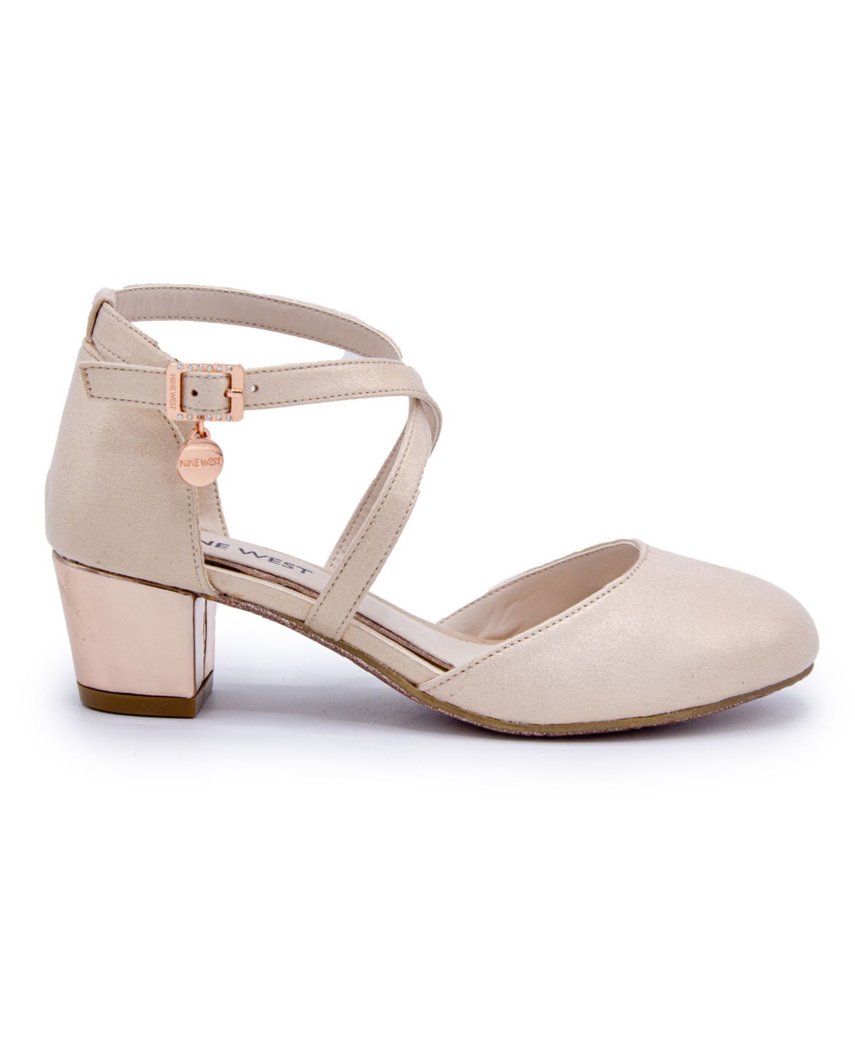 Nine West Little and Big Girls Mia Ankle Strap Dress Sandals - Rose Gold-Tone