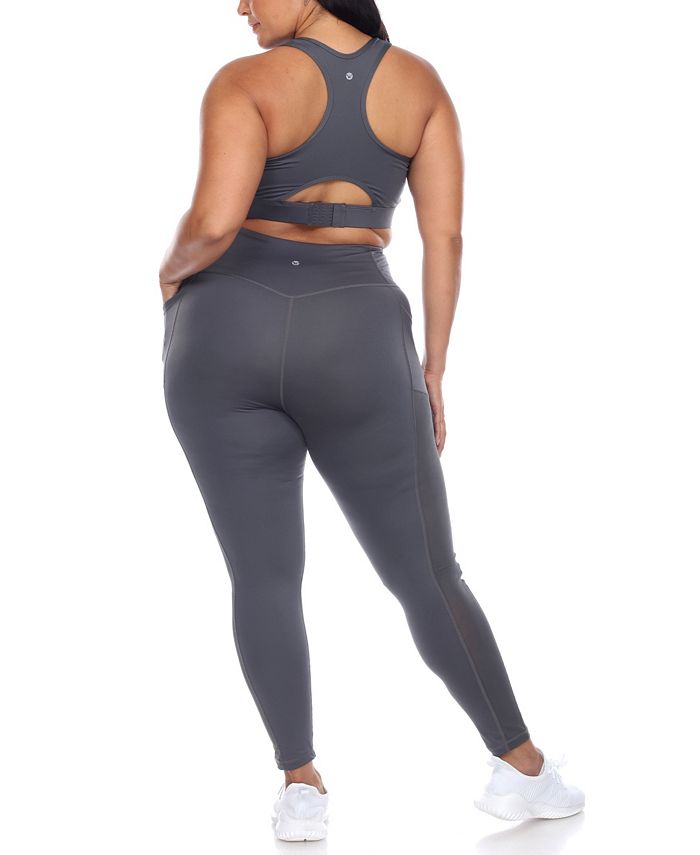 White Mark Plus Size Cut Out Back Mesh Sports Bra & Leggings Set main image 0