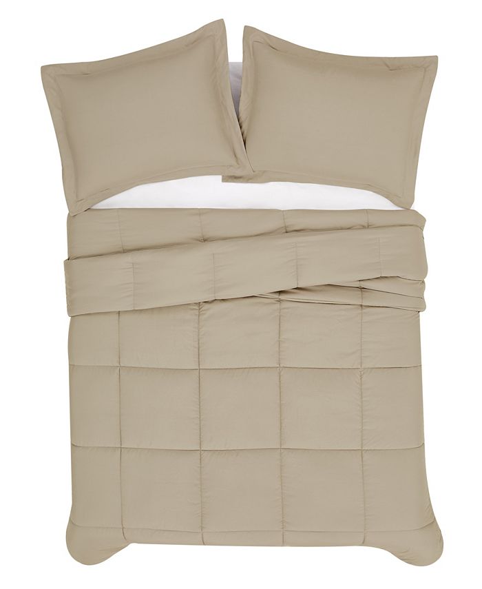 London Fog Garment Wash Solid 3 Piece Down Alternative Comforter Set