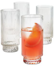 JoyJolt Gwen Crystal Highball Drinking Glasses Set 18.5 oz
