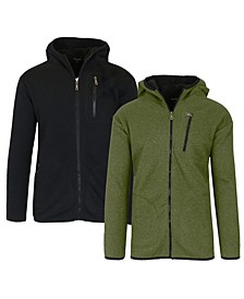 Women's Loose Fitting Tech Sherpa Fleece-Lined Zip Hoodie with Chest Pocket Jacket-2 Pack