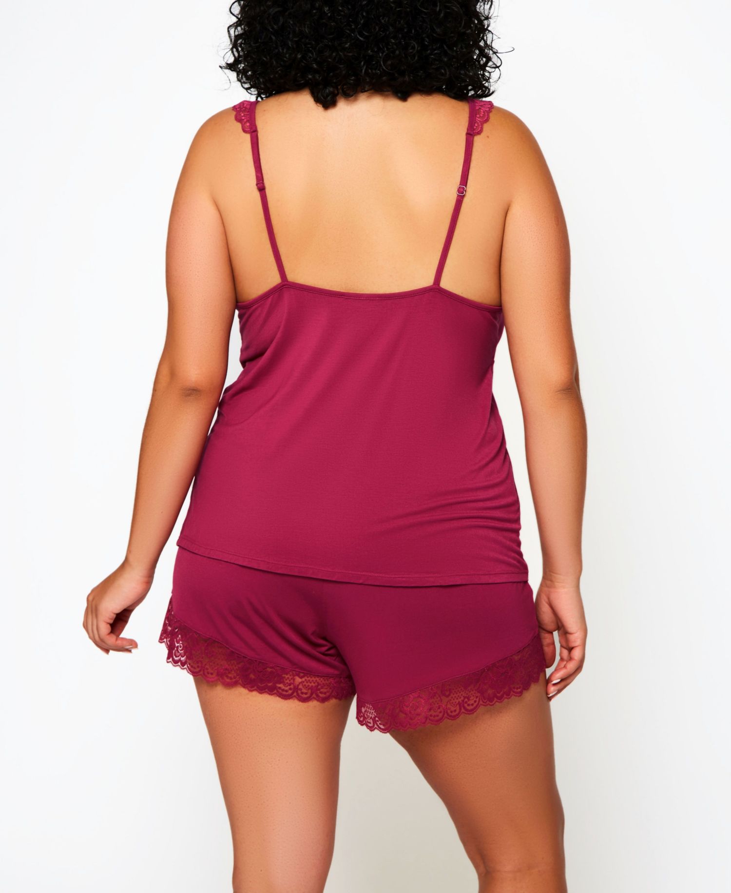 Plus Size Josie Modal Cami Short Set Trimmed in Lace, 2-Piece Set
