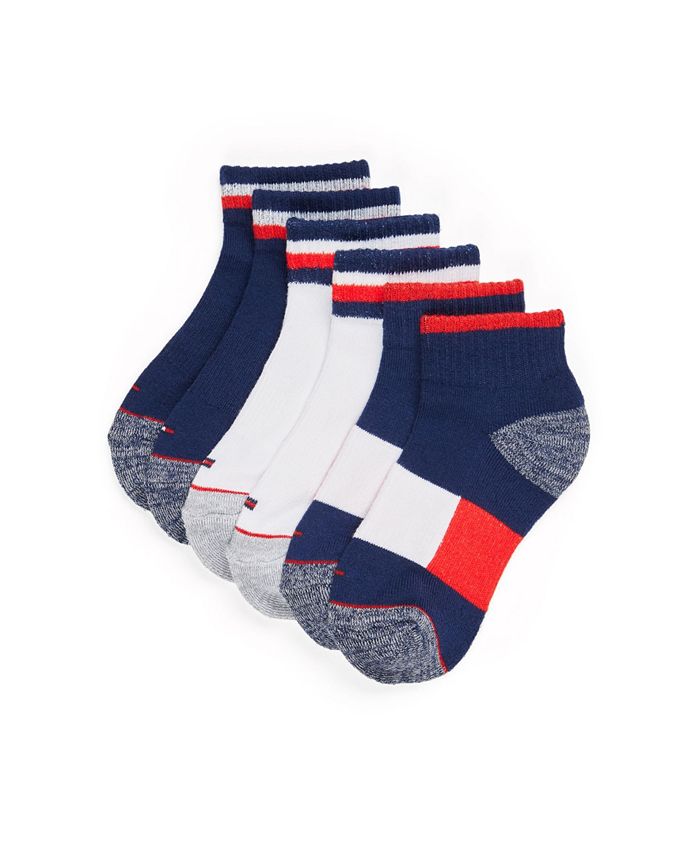 Tommy Hilfiger Big Boys Cushion Athletic Quarter Crew Socks, Set of 6 ...