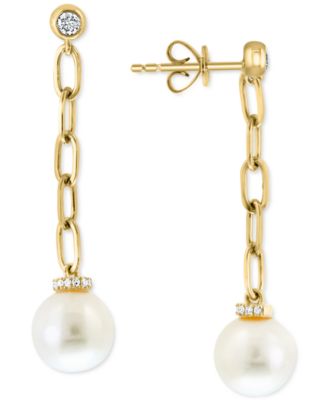 EFFY® Cultured Freshwater Pearl (8mm) & Diamond (1/6 ct. t.w.) Link ...