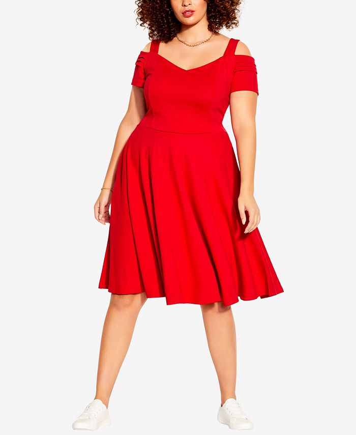 Macy's red best sale dress plus size