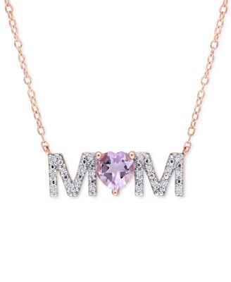 Rhodolite Garnet (4/5 ct. t.w.) & Diamond (1/10 ct. t.w.) MOM 18" Pendant Necklace in 18k Gold-Plated Sterling Silver