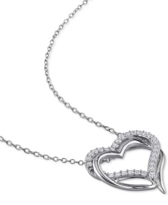Lab-Grown White Sapphire Heart 18" Pendant Necklace (5/8 ct. t.w.) in Sterling Silver