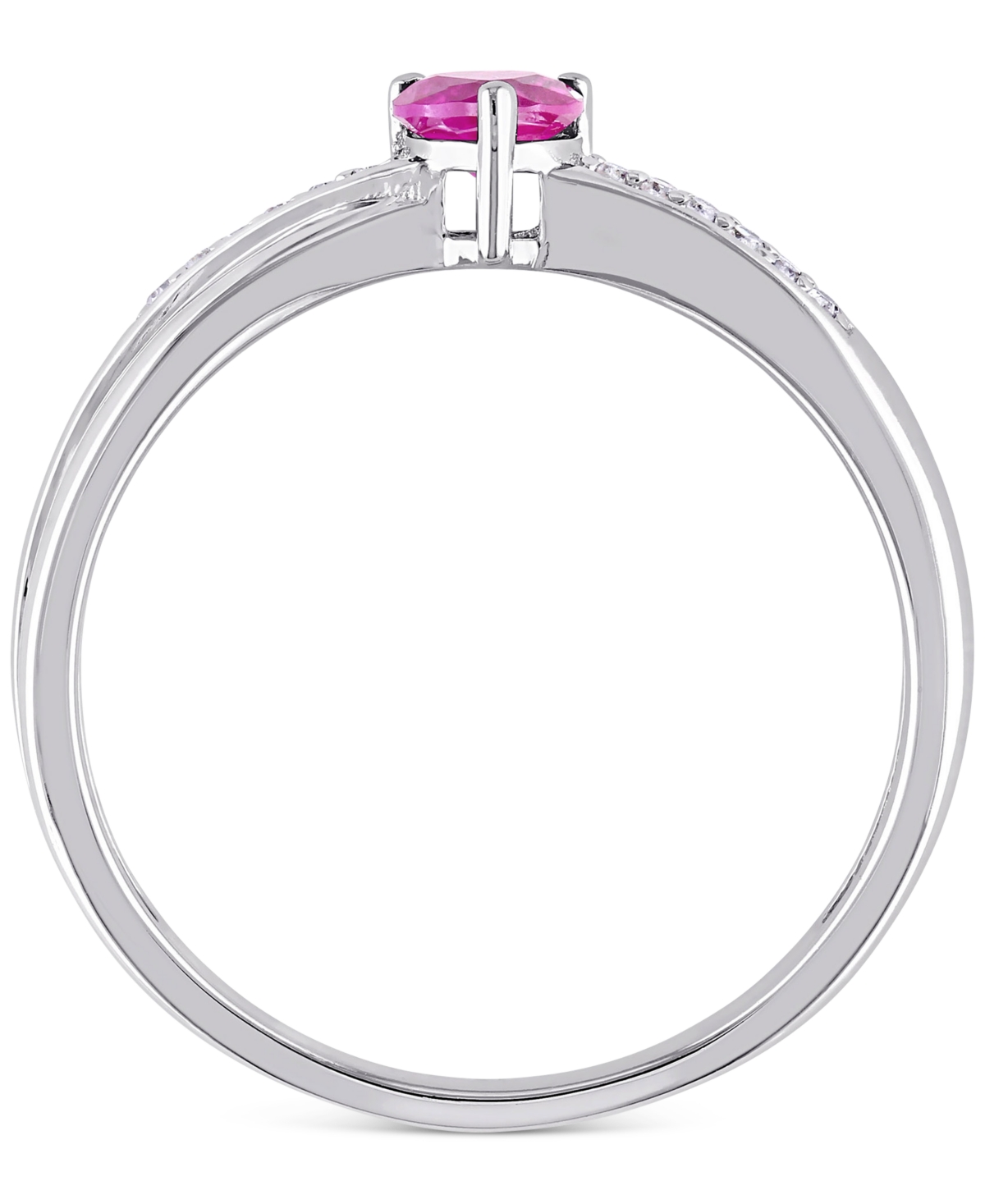 Lab-Grown(1/3 ct. t.w.) & Diamond (1/20 ct. t.w.) Ring in Sterling Silver - Ruby