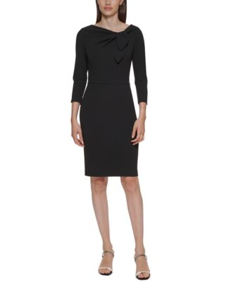 Calvin Klein Scuba-Crepe Bow-Neck Sheath Dress - Macy's