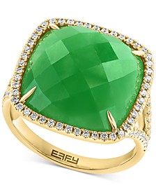 EFFY® Jade & Diamond (1/3 ct. t.w.) Halo Statement Ring in 14k Gold