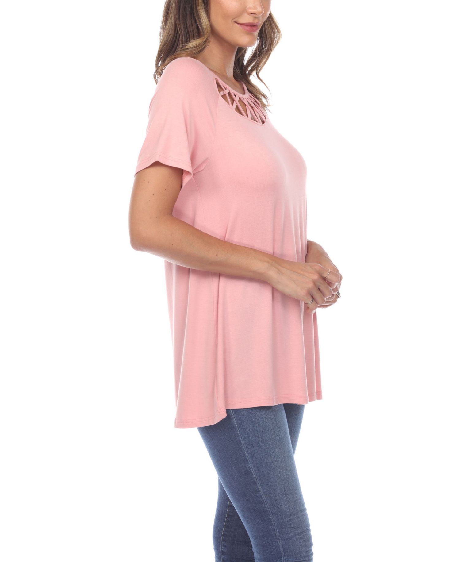 Plus Size Crisscross Cutout Short Sleeve Top